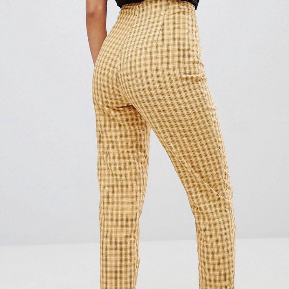 Plaid High-Waisted Pants
